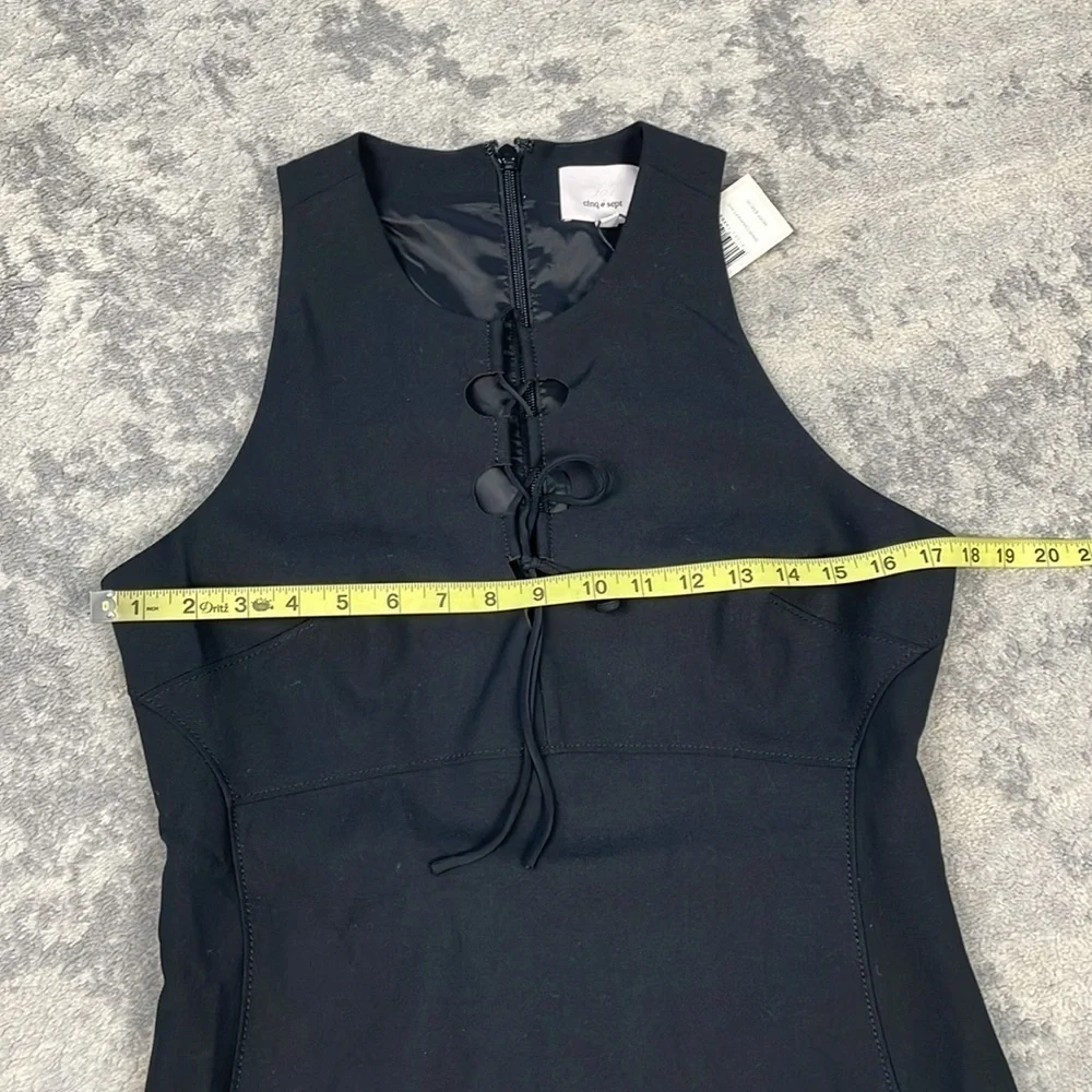 NWT Cinq a Sept Irene Dress Black Lace Up Tie Cut Out Mini Sheath Sz 10